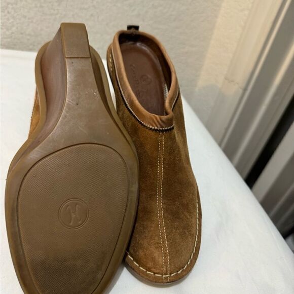 Cole Haan Jaynie Suede Leather Wedge Clogs Mules Slip on Shoes Tan Size 8 - Picture 10 of 10